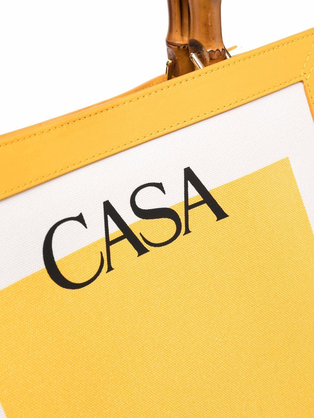 logo-print bamboo-handle tote bag Product Image