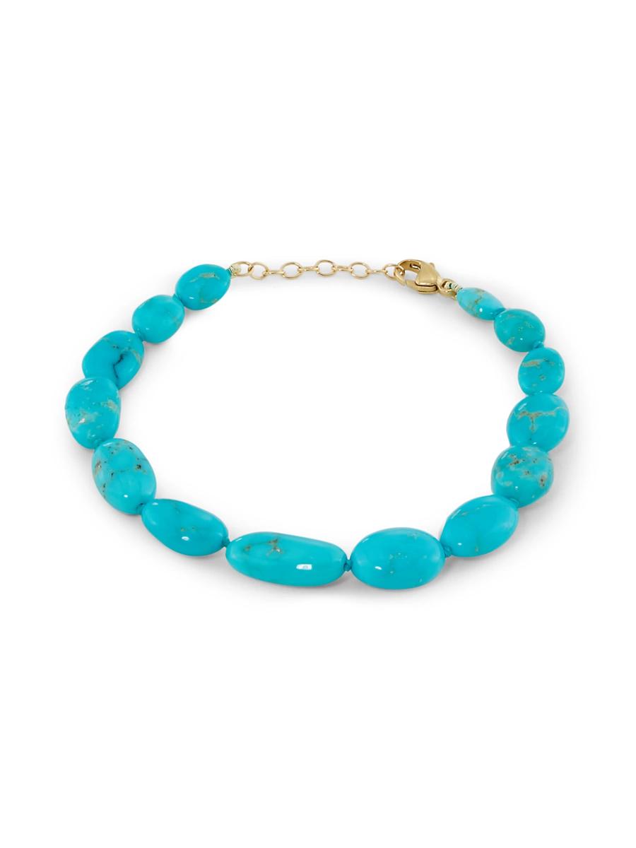 Womens Nevada 14K Yellow Gold & Turquoise Bead Bracelet Product Image