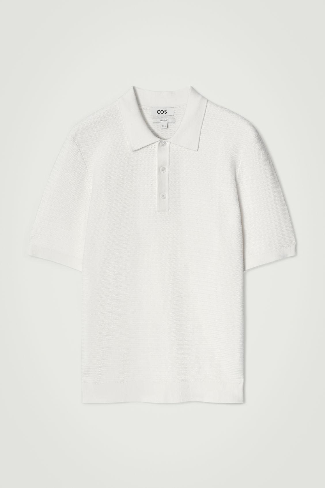 TEXTURED KNITTED COTTON POLO SHIRT Product Image