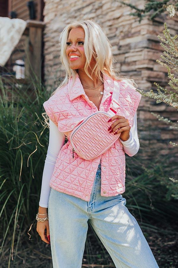 Mountain Lodge Cutie Quilted Vest in Pink Product Image
