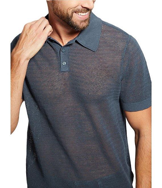 Guess Short Sleeve Open Herringbone Eric Polo Shirt Product Image