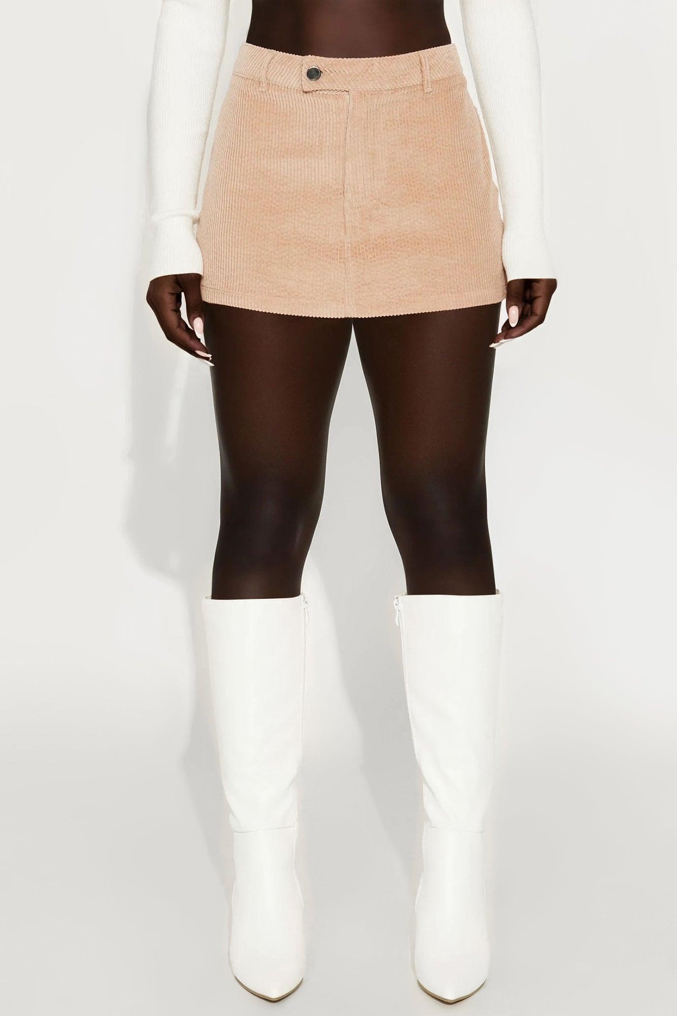 Charlie Corduroy Mini Skort - Taupe Female Product Image