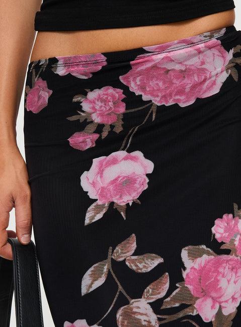 Modalla Maxi Skirt Black Floral Product Image