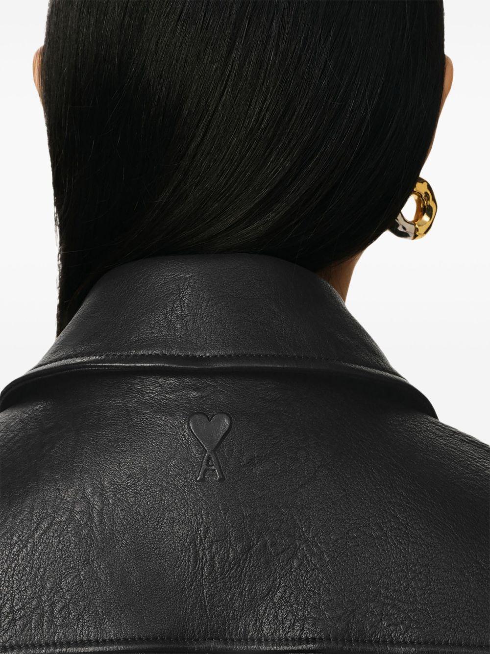 zipped leather jacket Product Image