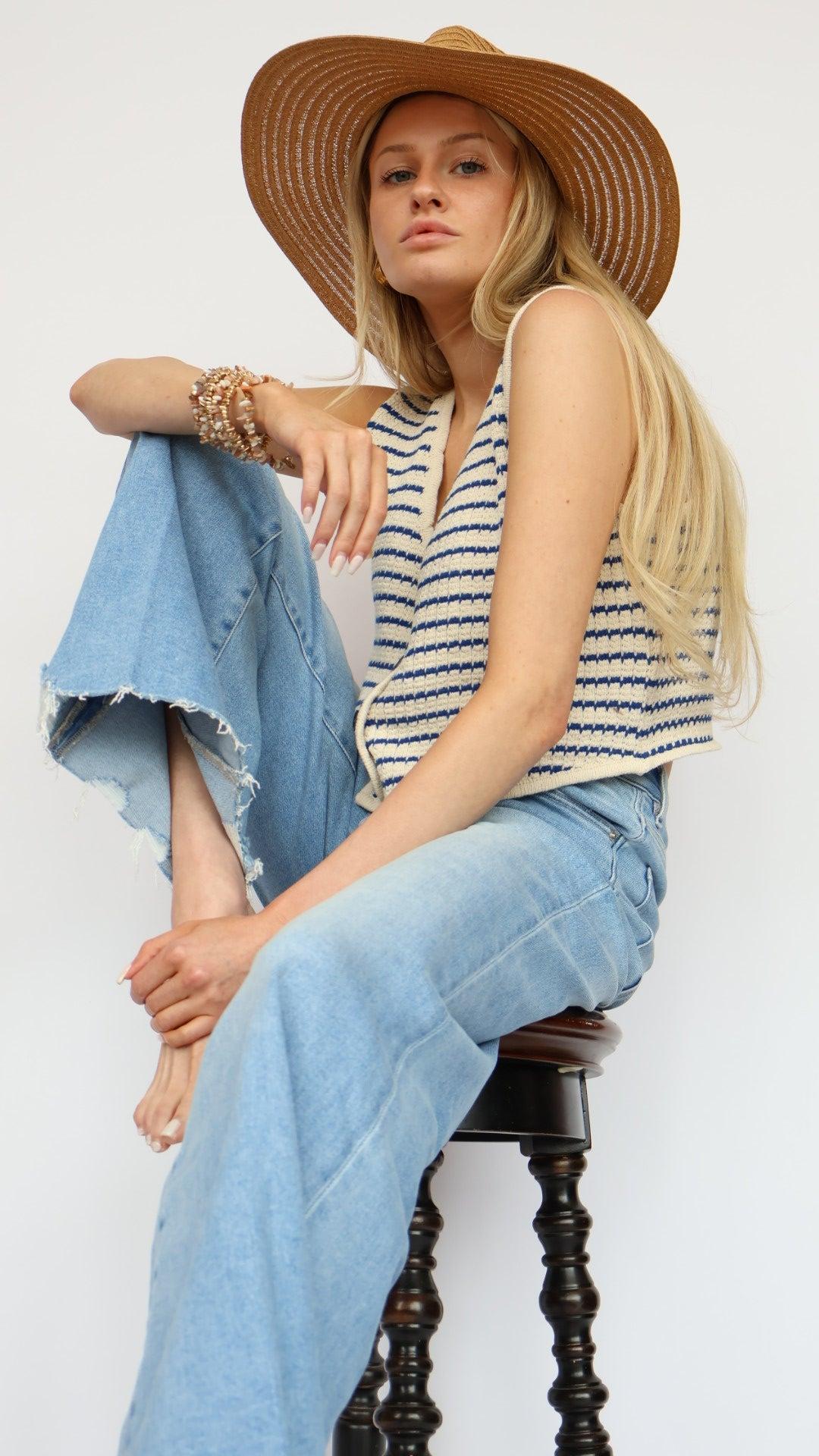 Emerson V-Neck Stripped Knit Vest Product Image