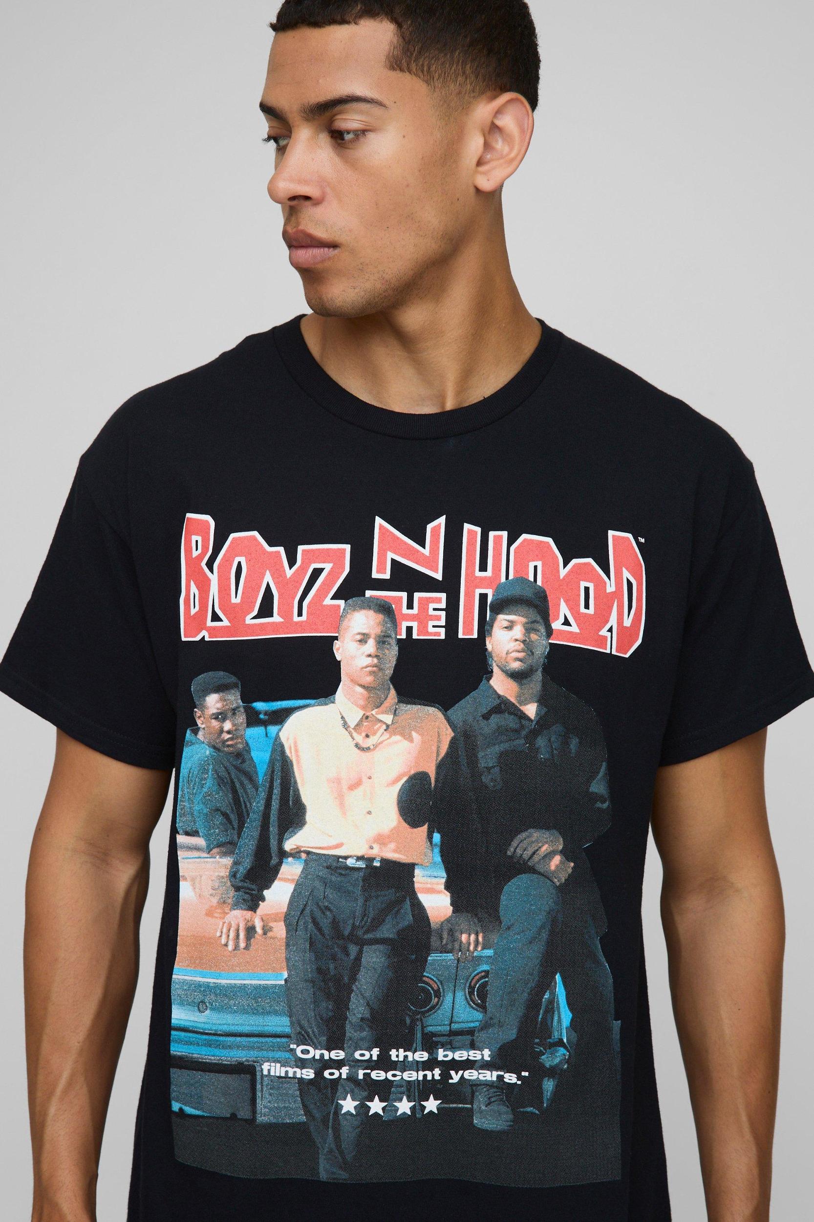 Black Oversized Boyz N The Hood License Printed T-Shirt | boohooMAN USA Product Image