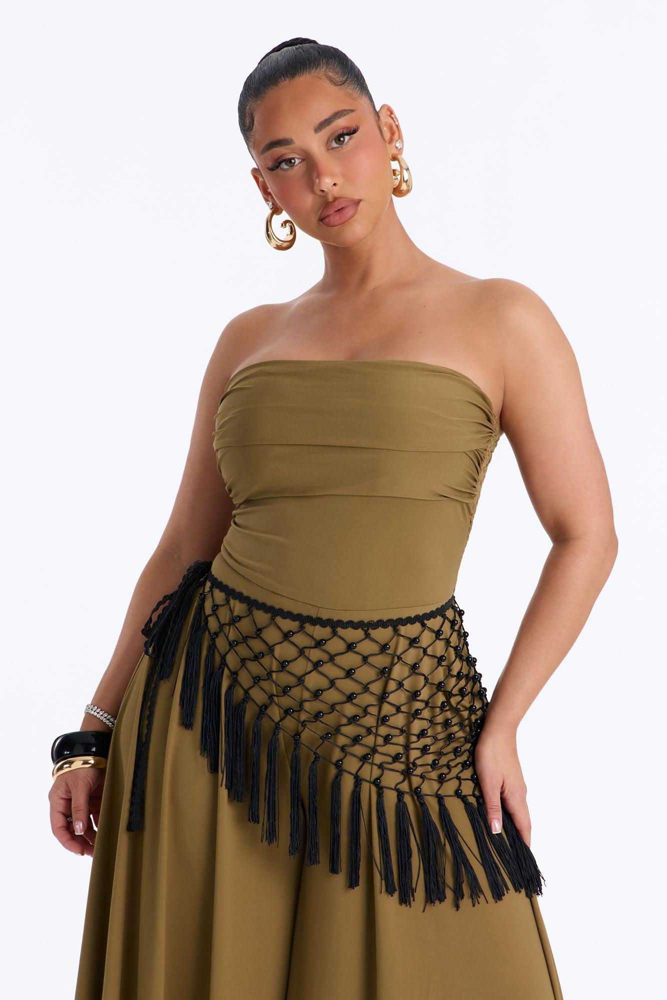 Effortless Daydream Jumpsuit And Scarf Set - Olive Female Product Image