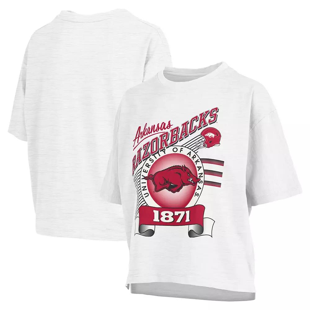 Women's Pressbox White Arkansas Razorbacks Rock & Roll Slub T-Shirt,  Product Image