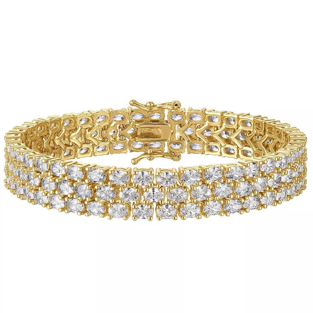 Ivy Sharpe 14k Gold Plated 3-Row Cubic Zirconia Bracelet, Women's, Size: 7.25", Gold Tone Product Image