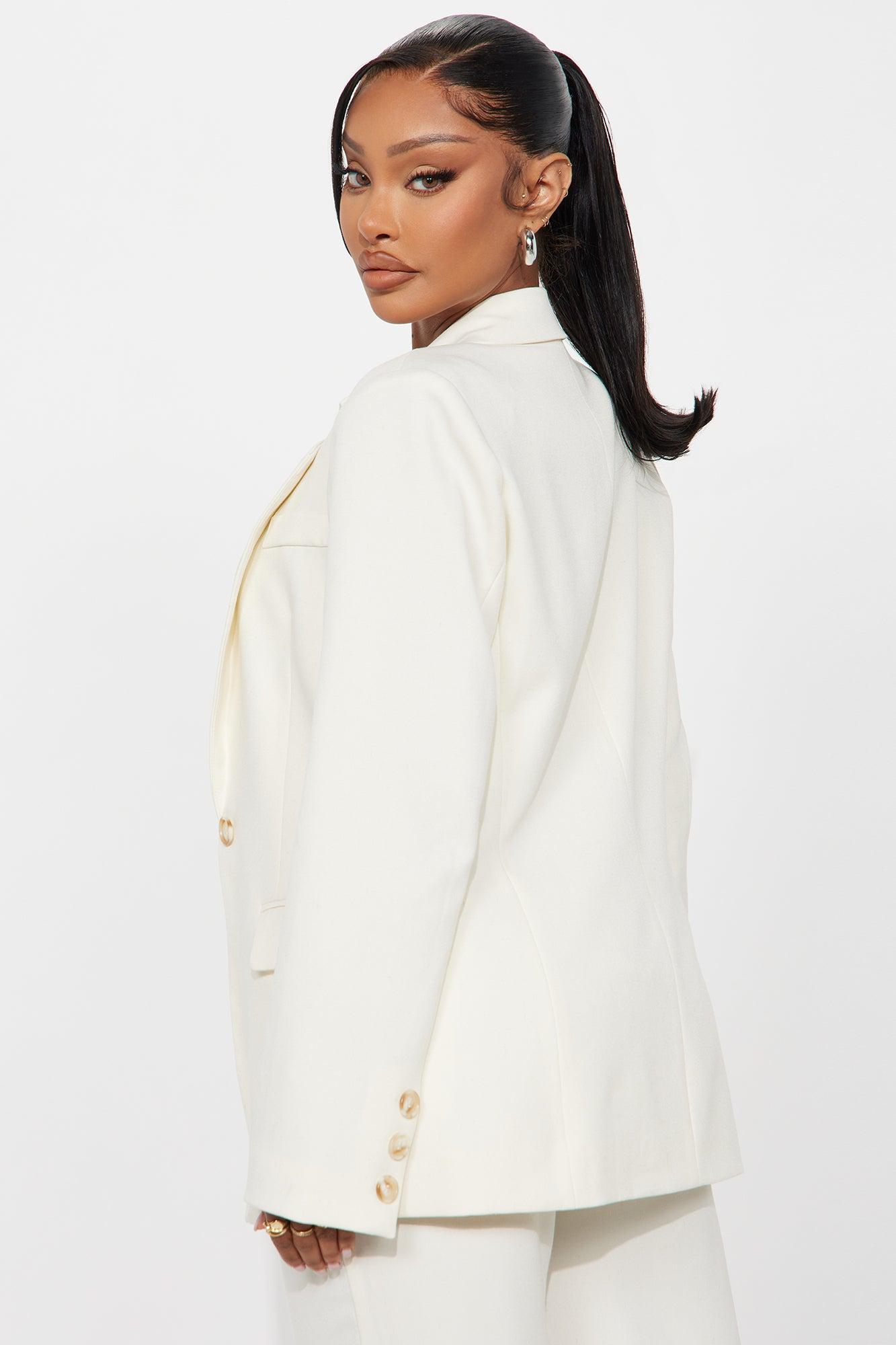 Alexandra Structured Twill Blazer - Ivory Female Product Image