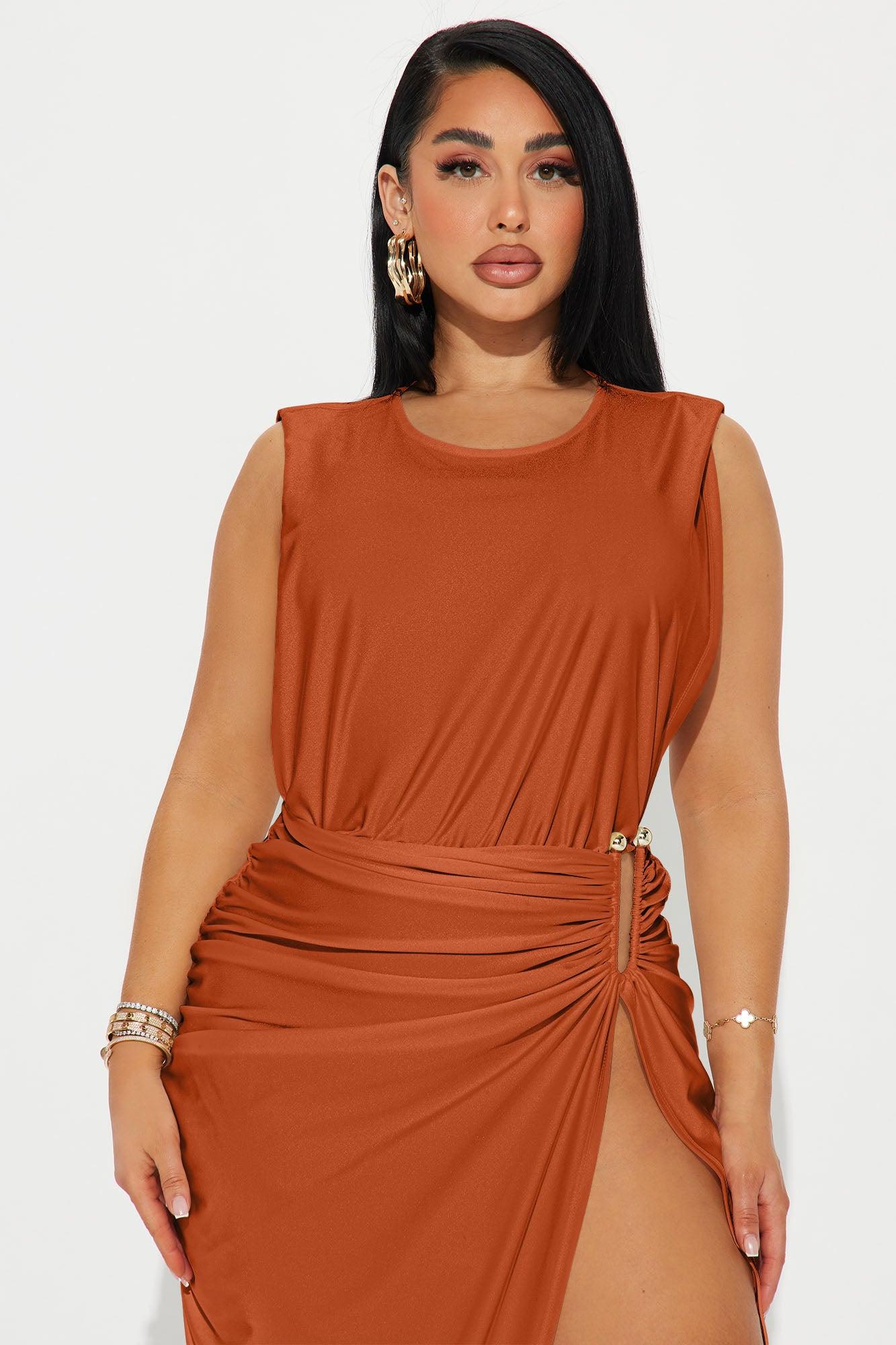 Spice It Up Midi Dress - Rust Product Image