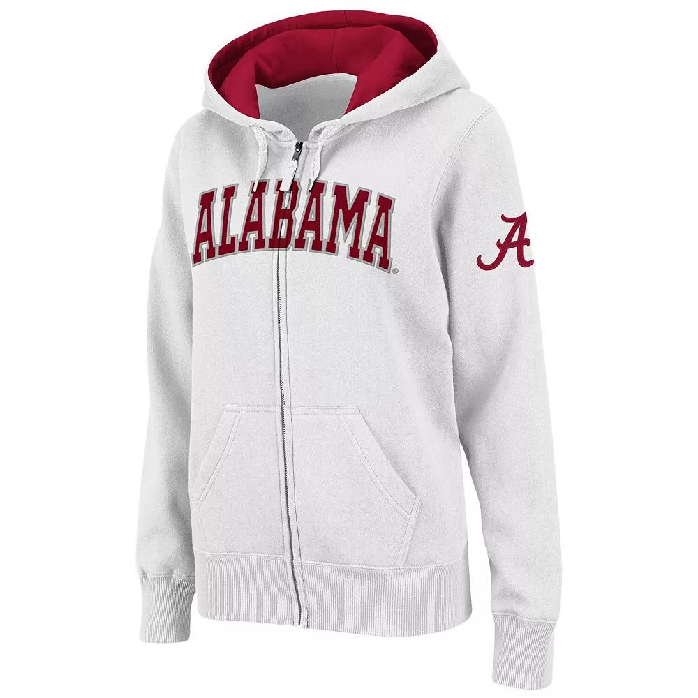 Women's Stadium Athletic White Alabama Crimson Tide Arched Name Full-Zip Hoodie, Size: Large Product Image