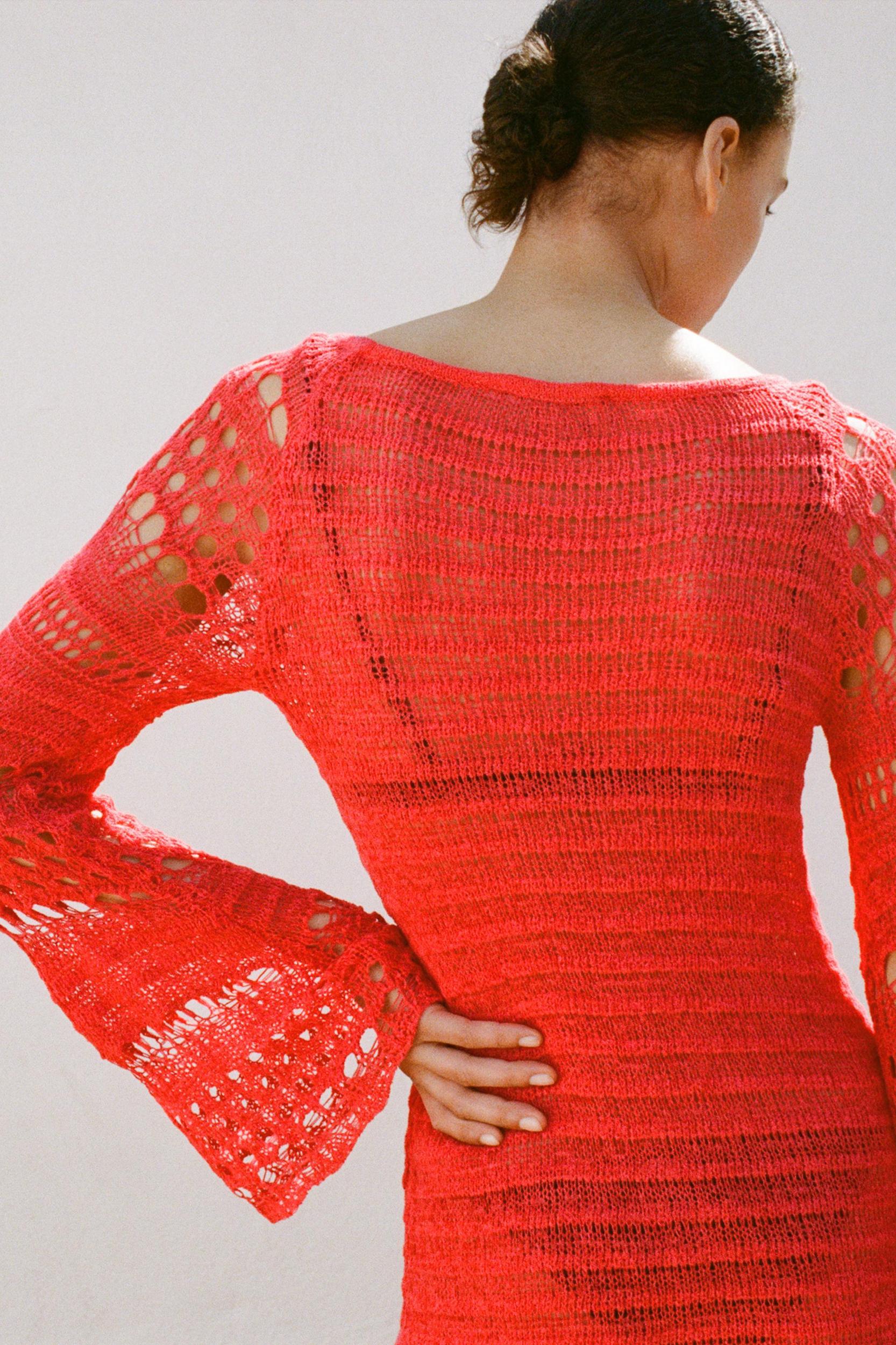 CROCHET KNIT MINI DRESS Product Image