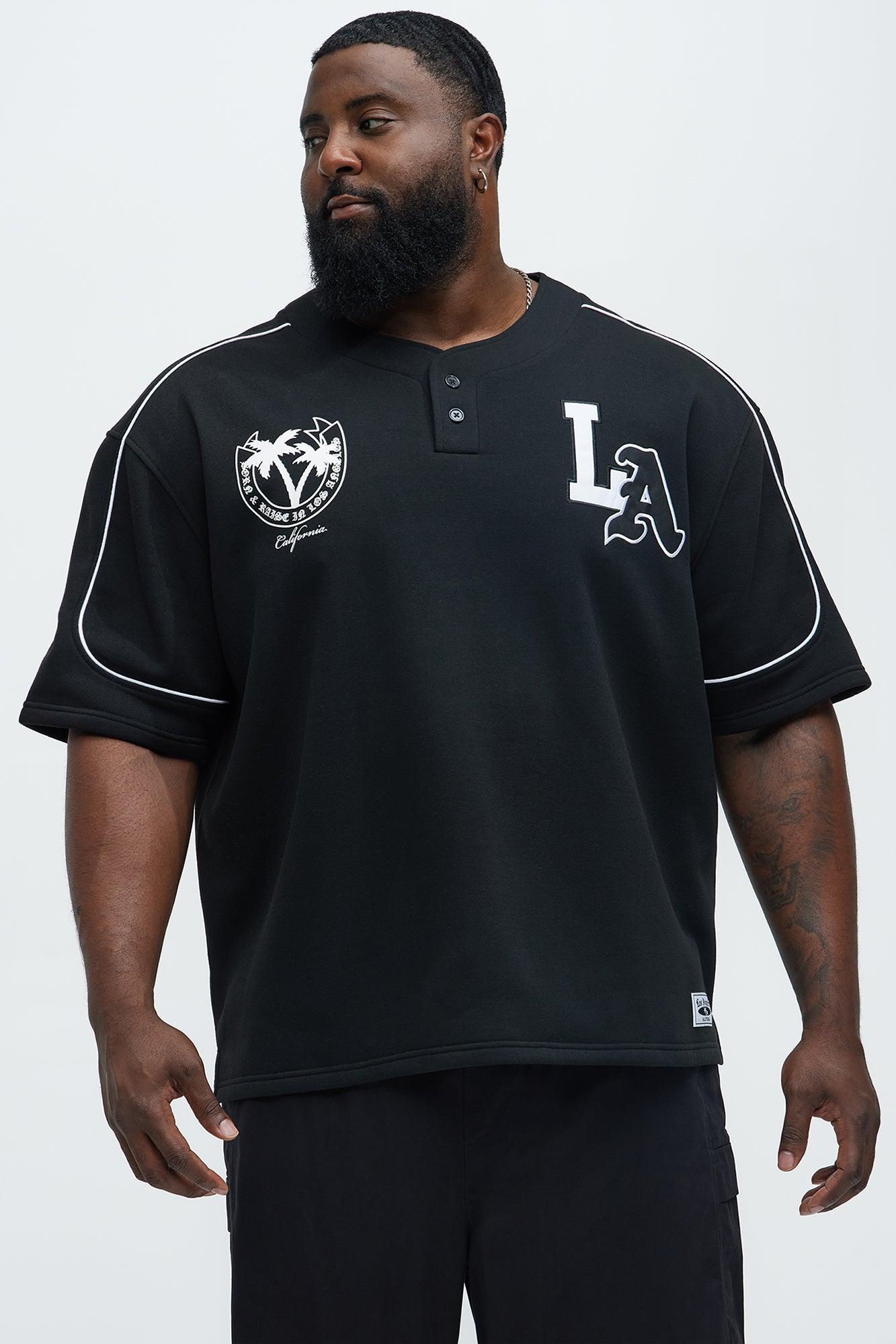 LA California Short Sleeve Henley - Black Product Image