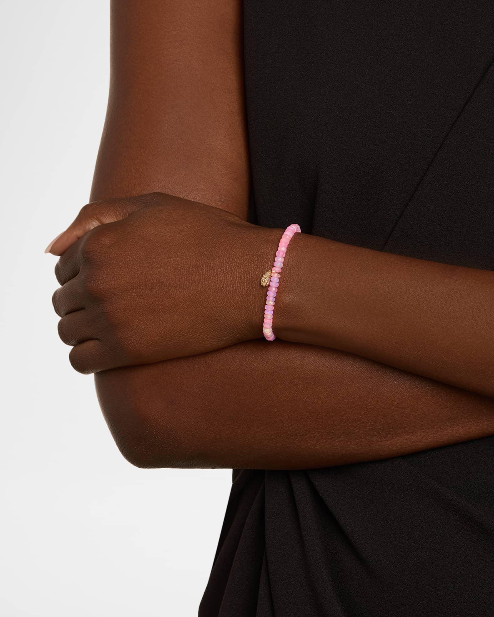 14K Gold & Diamond Nautilus Charm on Opal Beaded Bracelet Product Image