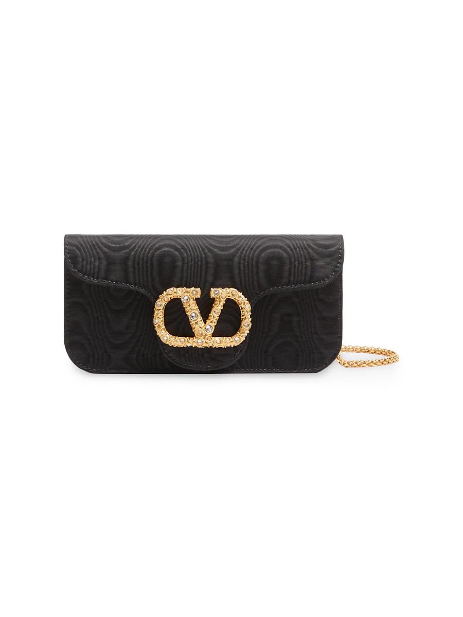 Womens Loc Moir Fabric Clutch with Jewel Logo Product Image