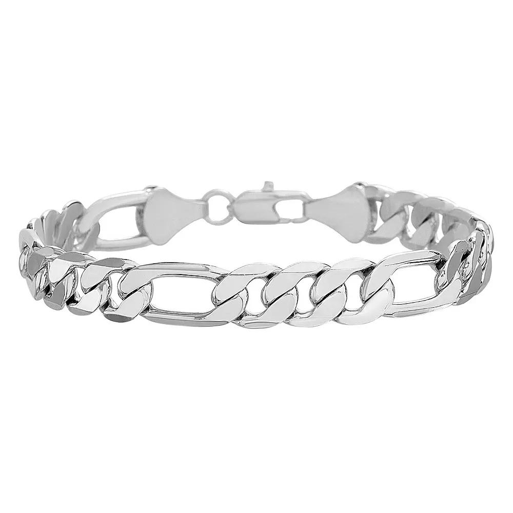 Men's 14k Gold Plated Figaro Chain Bracelet, Size: 8", 14k White Gold Over Product Image
