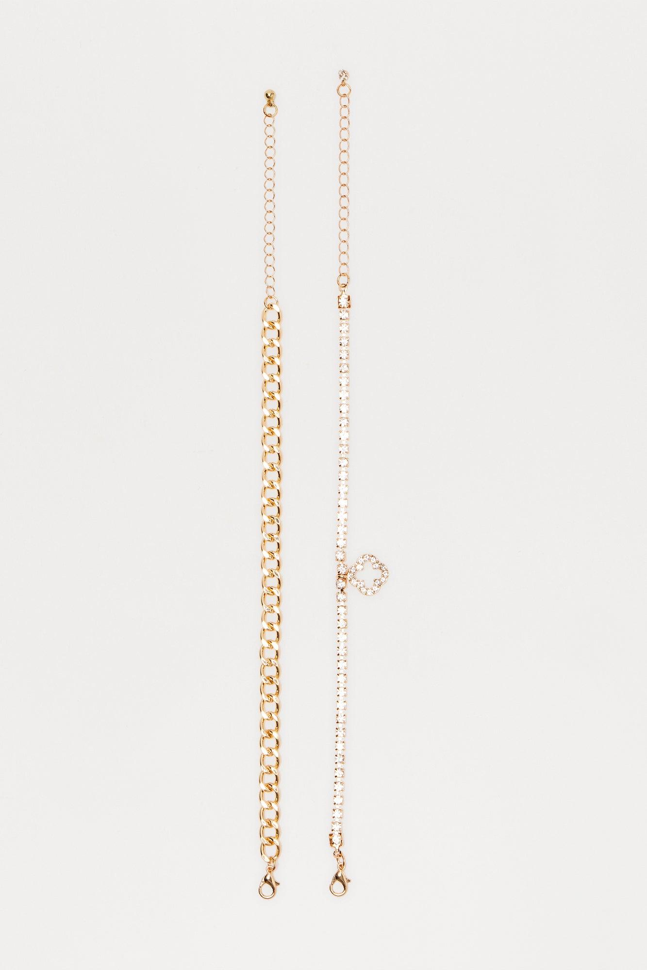 Your Best Clover 2 Piece Anklet Set - Gold Female Product Image