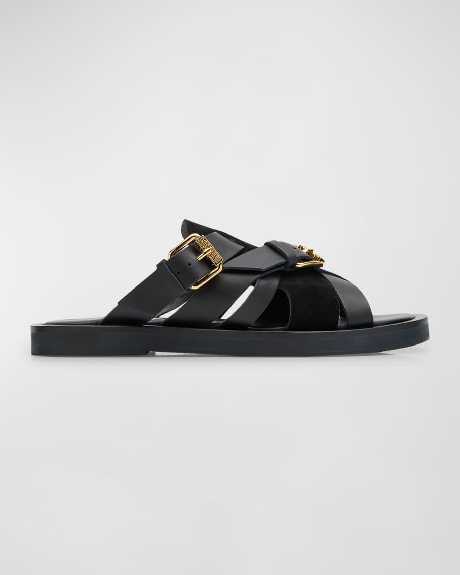 Men's Strappy Leather Slide Sandals Product Image