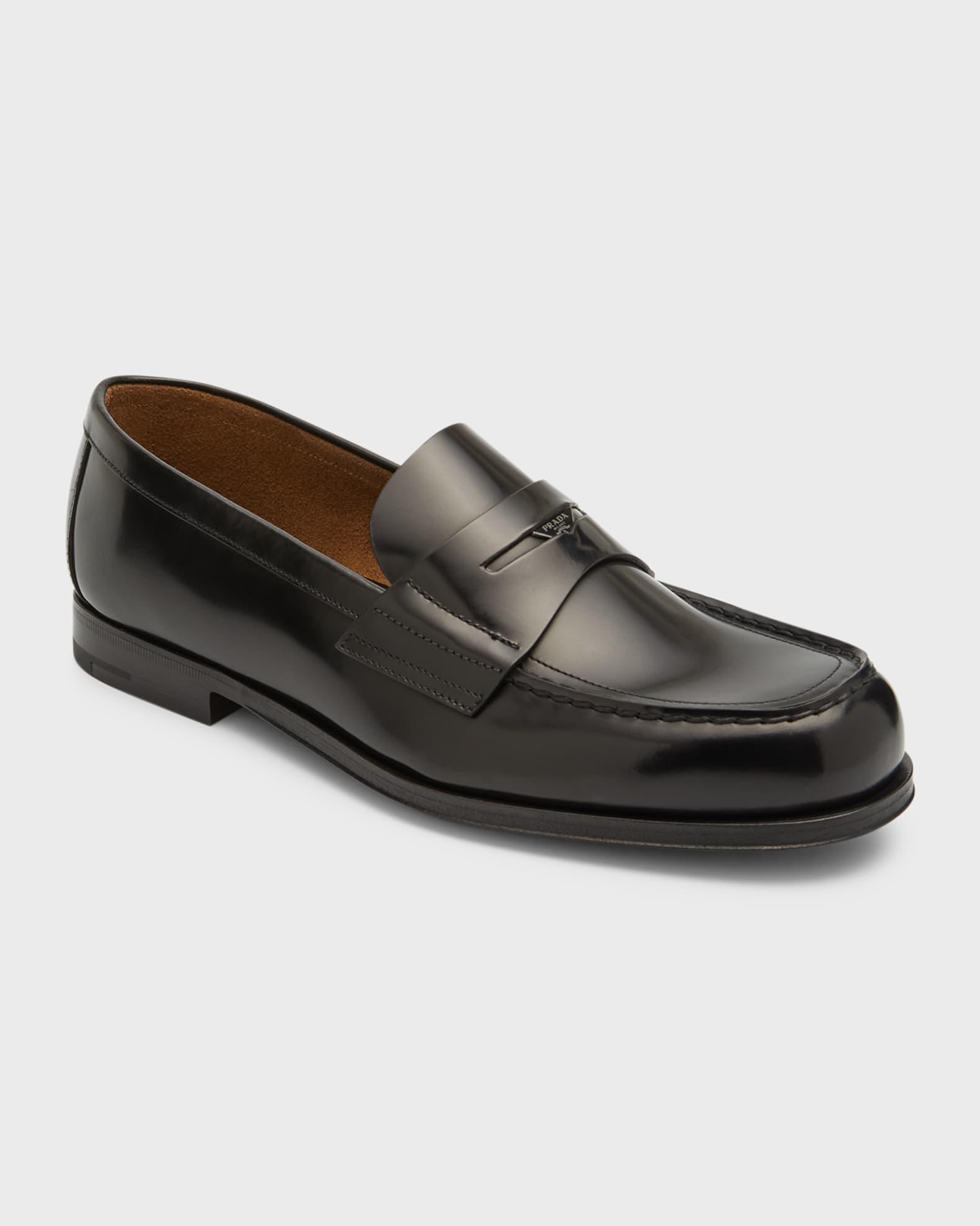 Men's Spazzolato Triangle Logo Penny Loafers Product Image