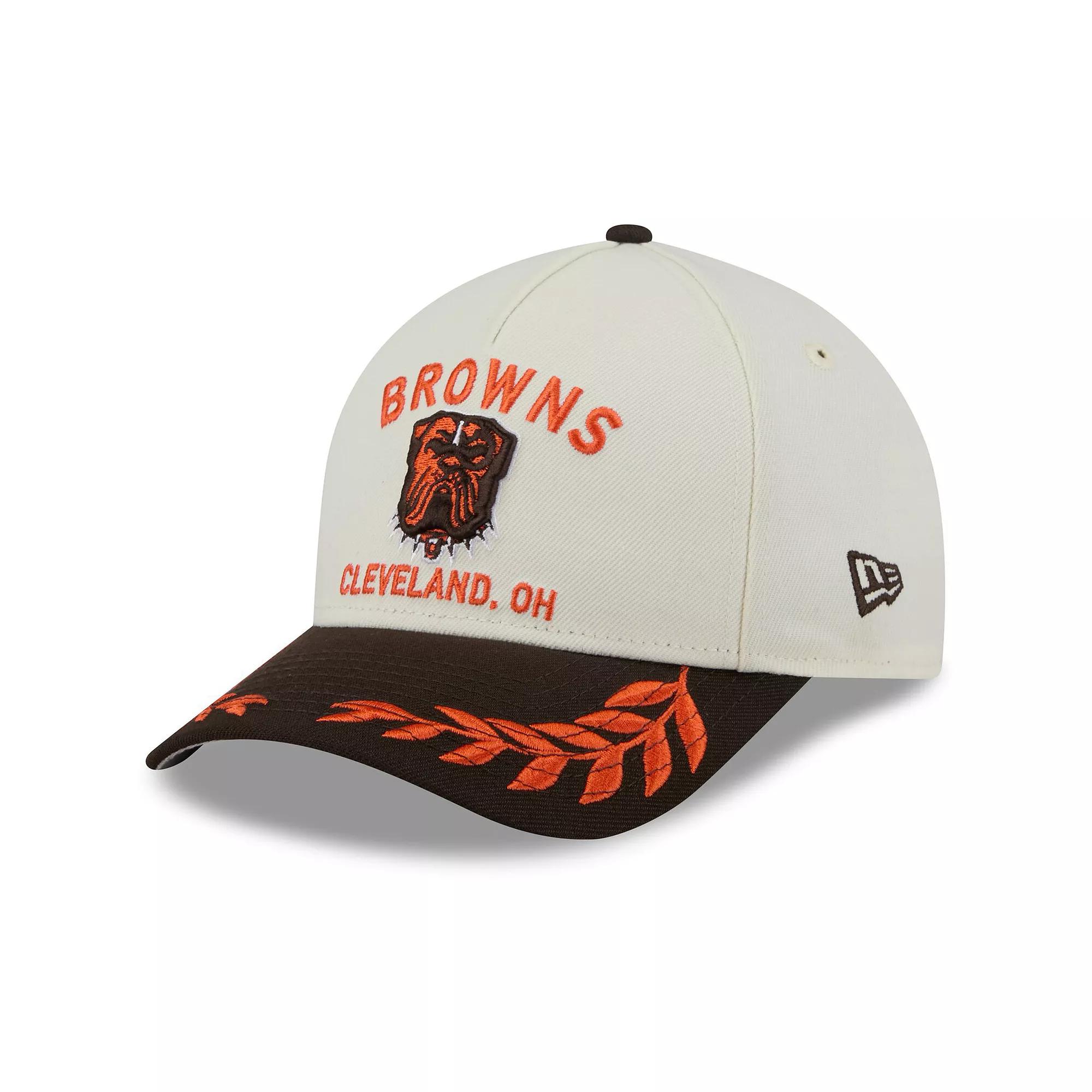Men's New Era Cream/Brown Cleveland Browns 2025 NFL Draft 9FORTY A-Frame M-Crown Adjustable Hat, Beige Product Image