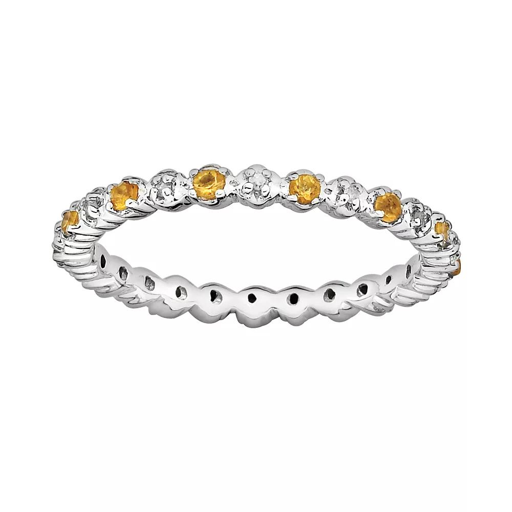 Stacks & Stones Sterling Silver Citrine & Diamond Accent Stack Ring, Women's, Size: 5 Product Image