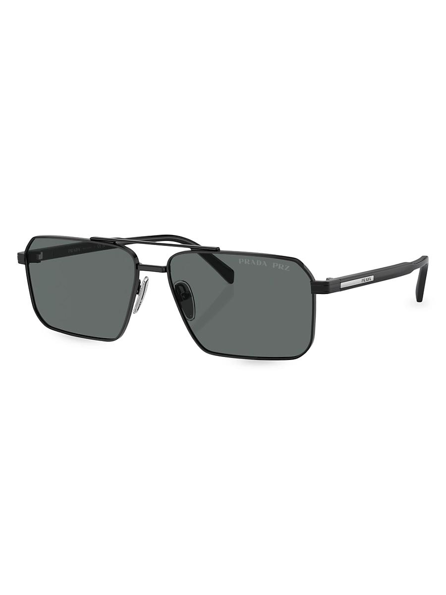 Mens 61MM Rectangular Sunglasses Product Image