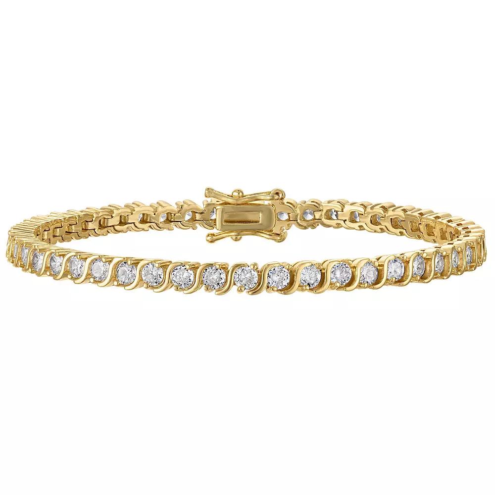 Ivy Sharpe 14k Gold Plated Cubic Zirconia S-Link Tennis Bracelet, Women's, Size: 7.25", Gold Tone Product Image