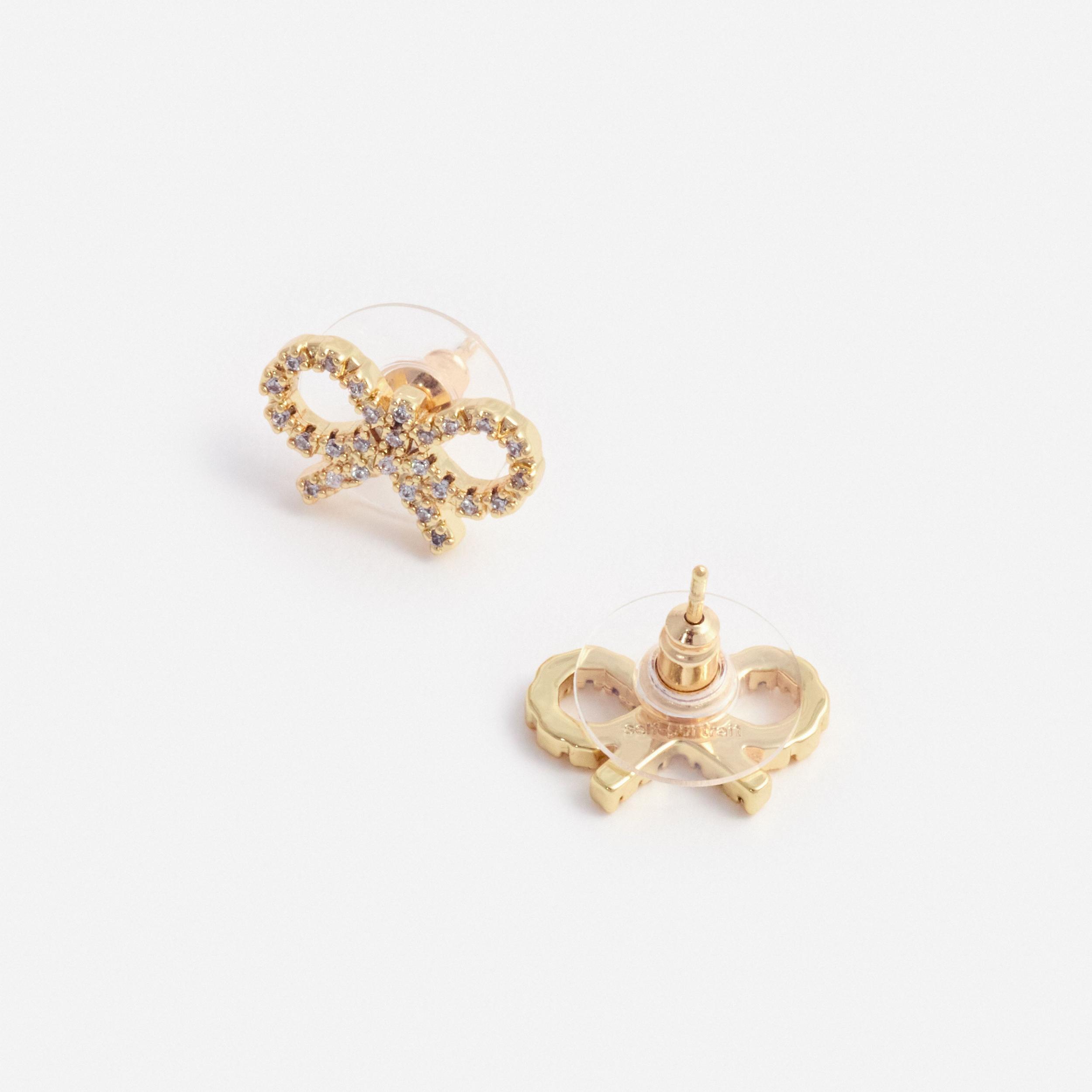 Micro Gold Bow Earrings Product Image