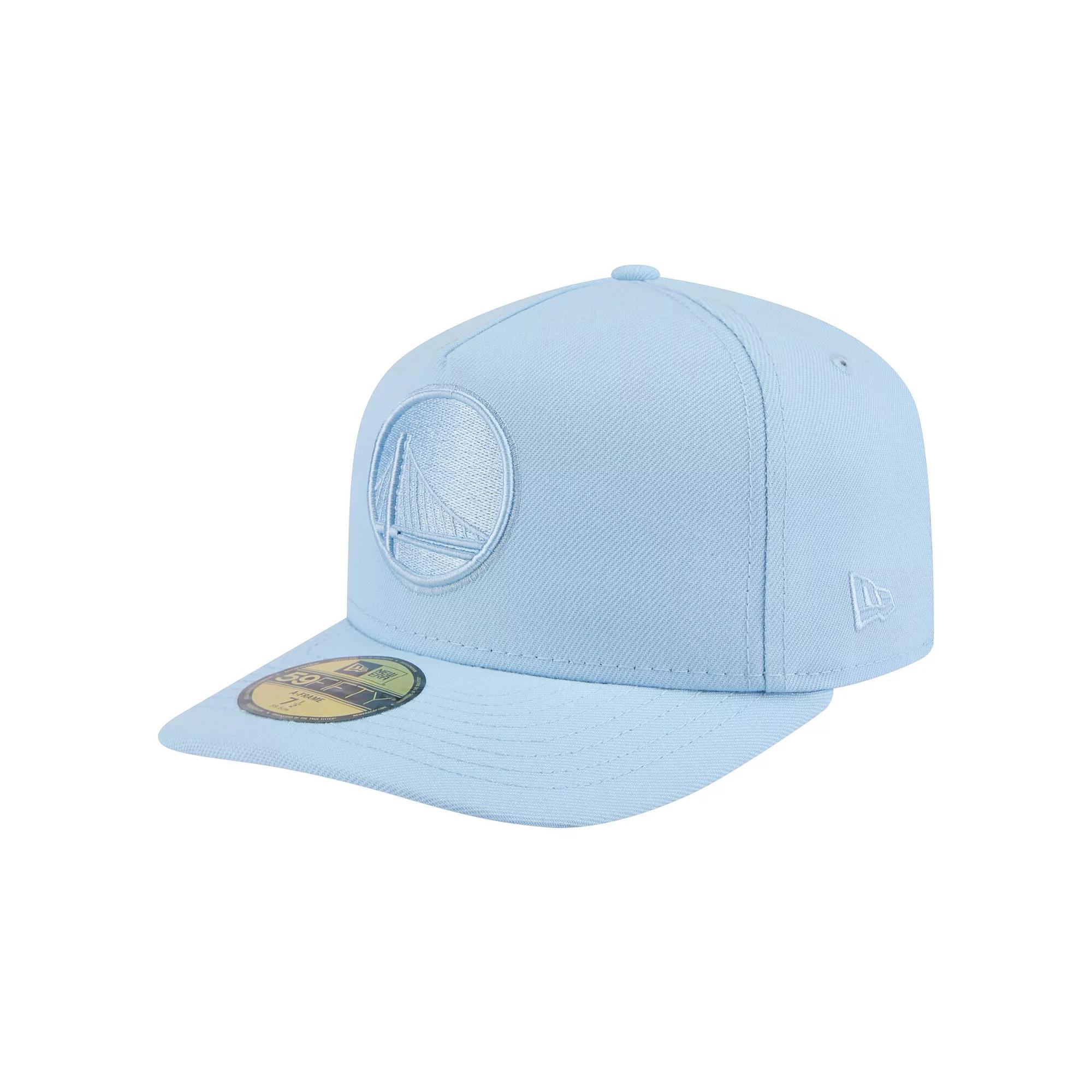 Men's New Era  Light Blue Golden State Warriors Colorpack A-Frame Pinch Front 59FIFTY Fitted Hat, Size: 7 7/8 Product Image