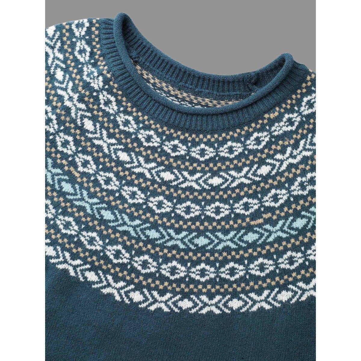 Plus Size Supersoft Essentials Bandana Round Neck Raglan sleeve Pullover DarkGreen Women Casual Loose Long Sleeve Round Neck Everyday Pullovers BloomChic 22-24/3X Product Image