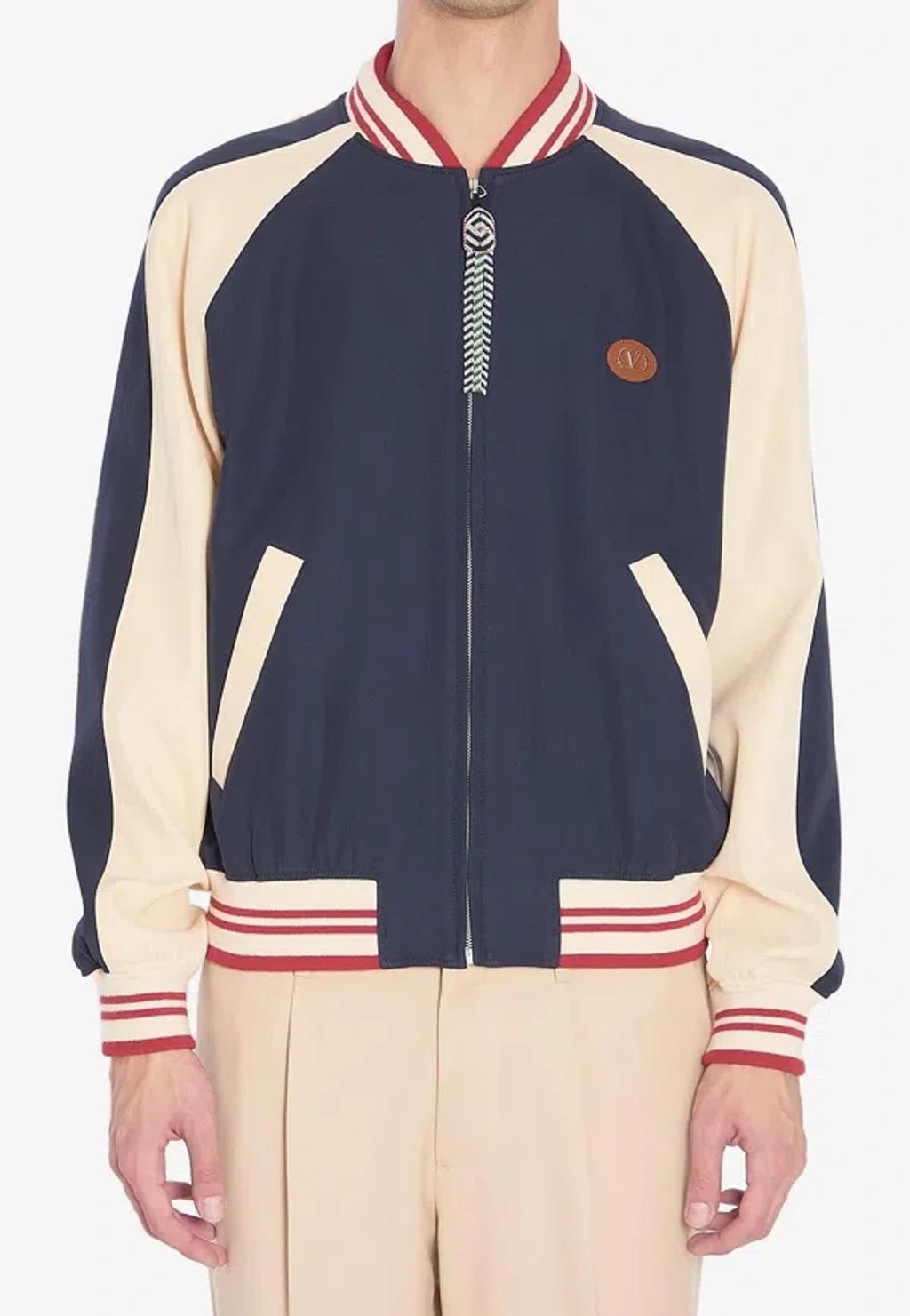 VALENTINO La Chat De La Maison Wool Bomber Jacket In Black Product Image