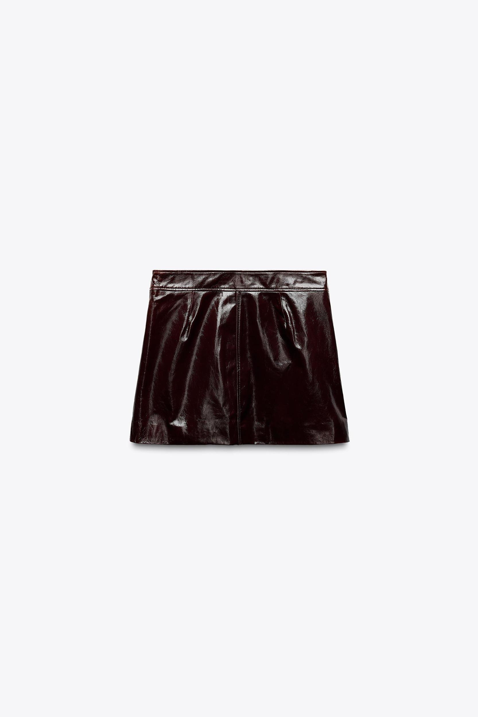 100% LEATHER SHORT SKIRT ZW COLLECTION Product Image