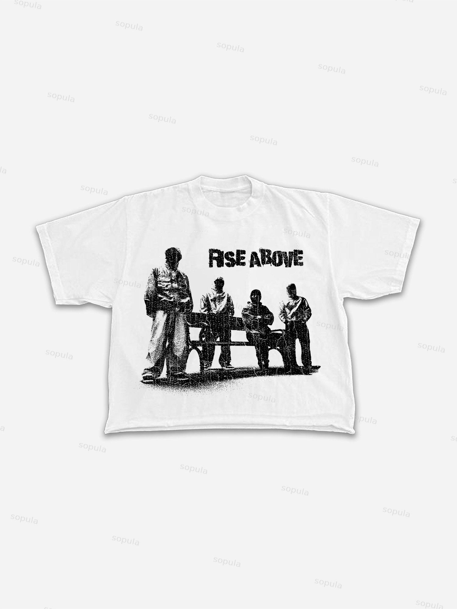 Rise Above Street Portrait Graphic Cropped T-shirt Product Image
