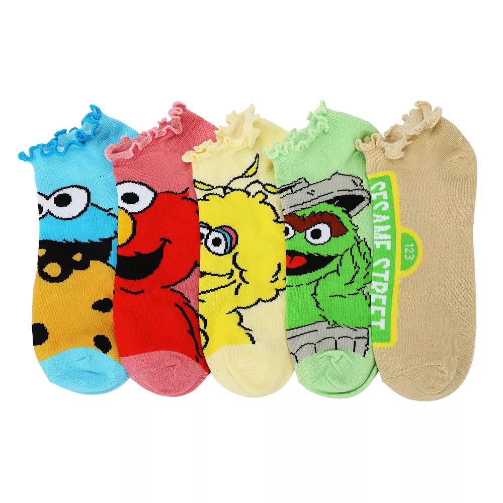 Women's 5-Pack Sesame Street Elmo, Big Bird, & Friends Ankle Socks,  Product Image