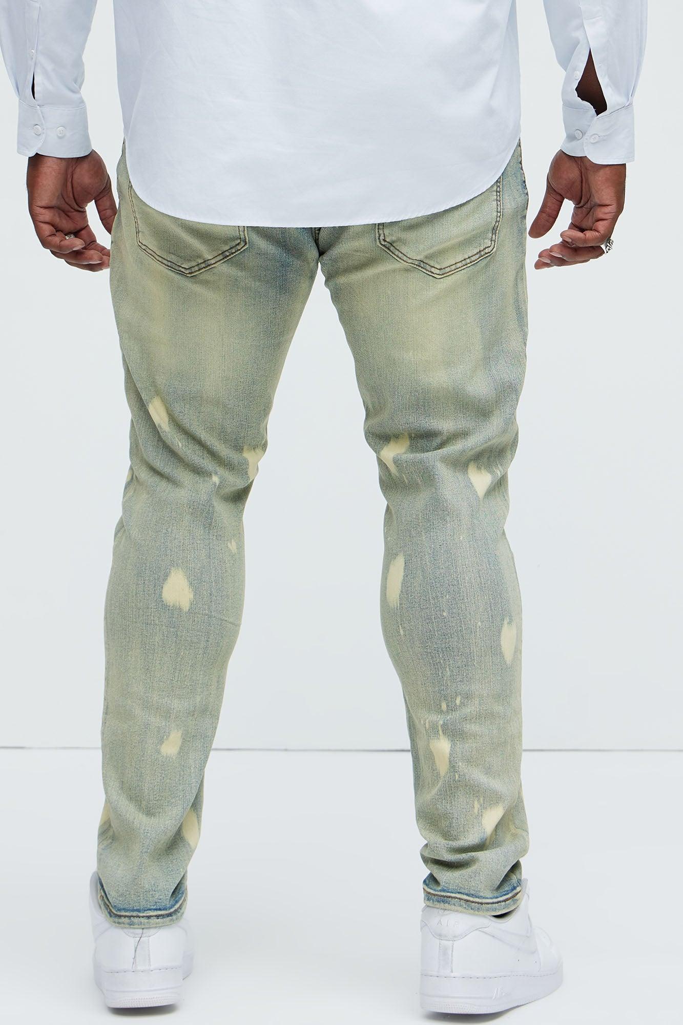 Bleach It With Fray Ripped Stacked Skinny Jeans - Vintage Blue Wash Product Image