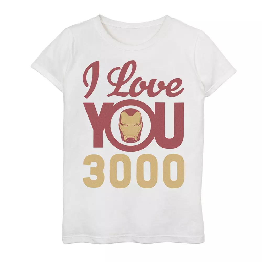 Girls 7-16 Marvel Avengers Endgame Iron Man "I Love You 3000" Helmet Logo Tee, Girl's, Size: Large, White Product Image