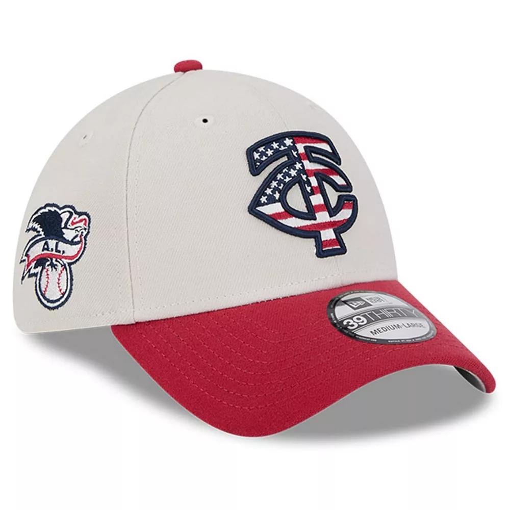 Men's New Era  Khaki/Red Minnesota Twins 2024 Fourth of July 39THIRTY Flex Hat, Size: Small/Medium, Beig K Product Image