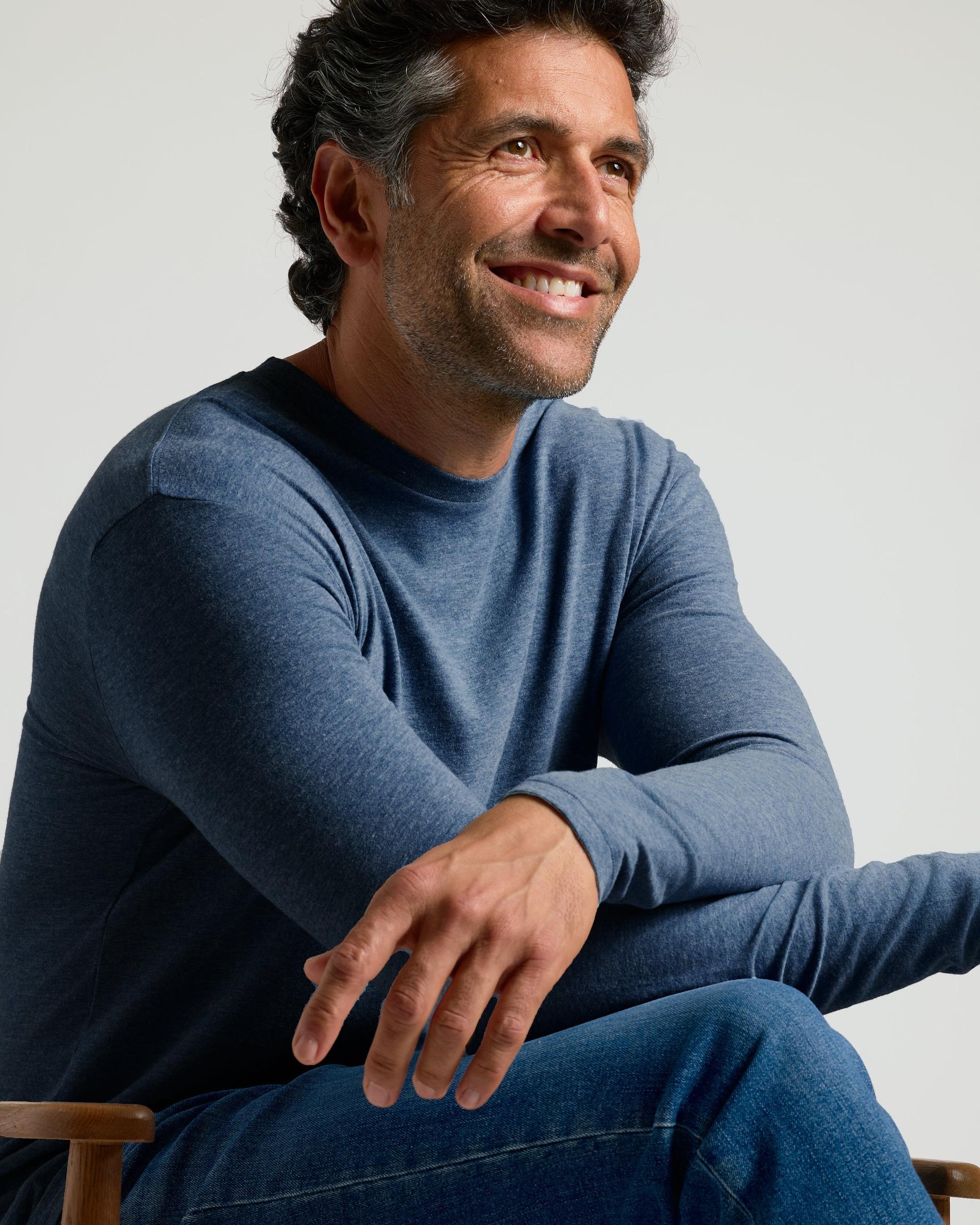 Heather Navy Classic Long Sleeve Crew Neck Product Image