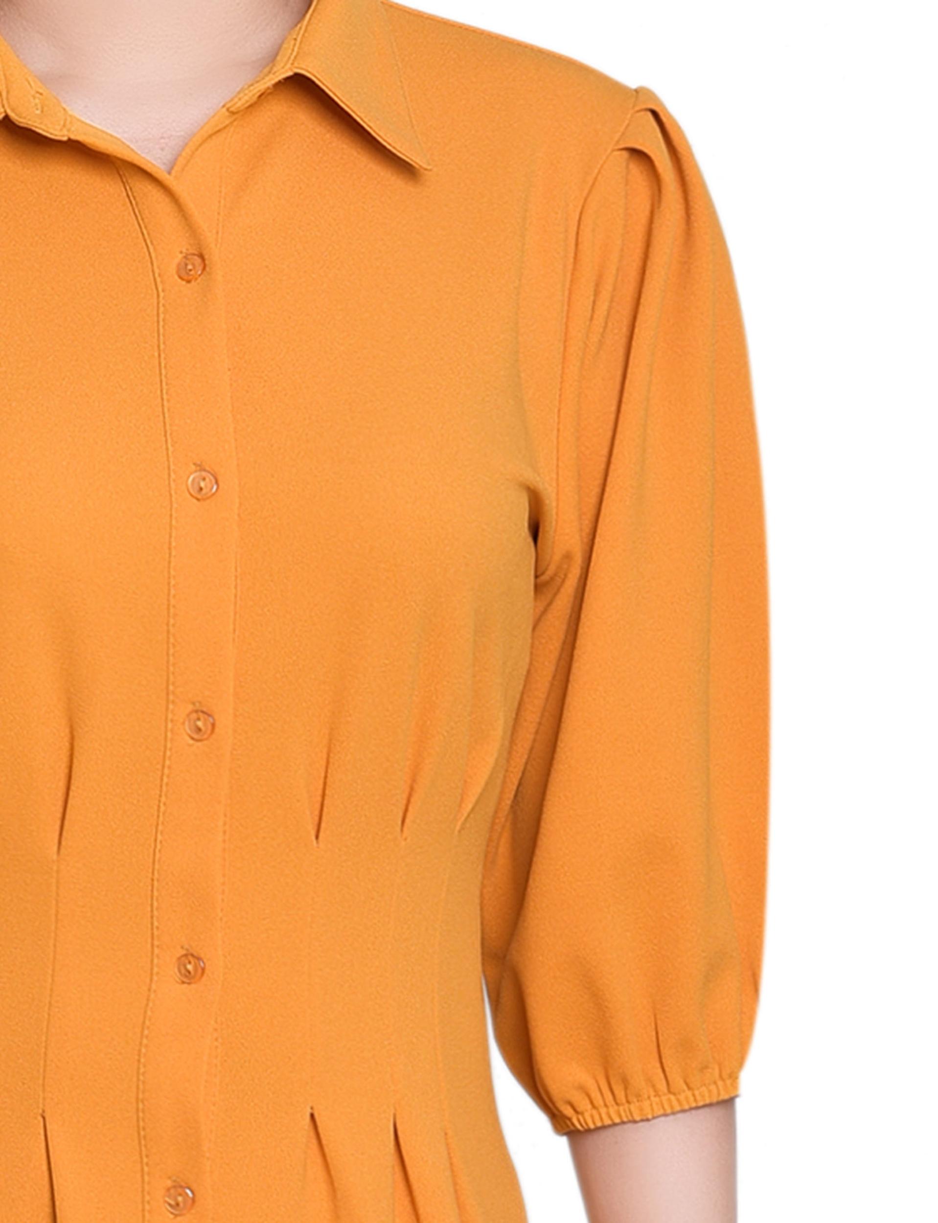 Mustard Elbow Sleeve Midi Dress Product Image