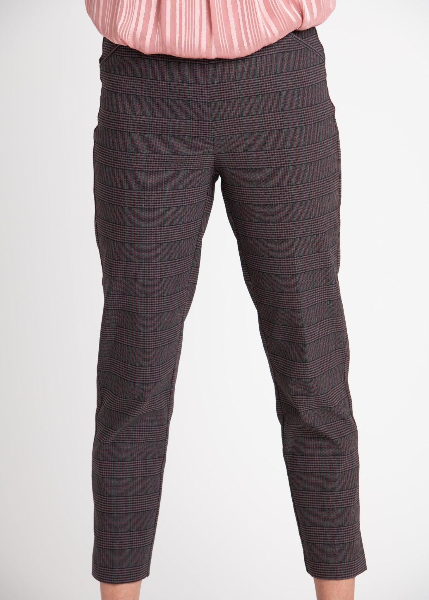 Roz & Ali™ Millennium Wine Plaid Pull On Ankle Pants Product Image