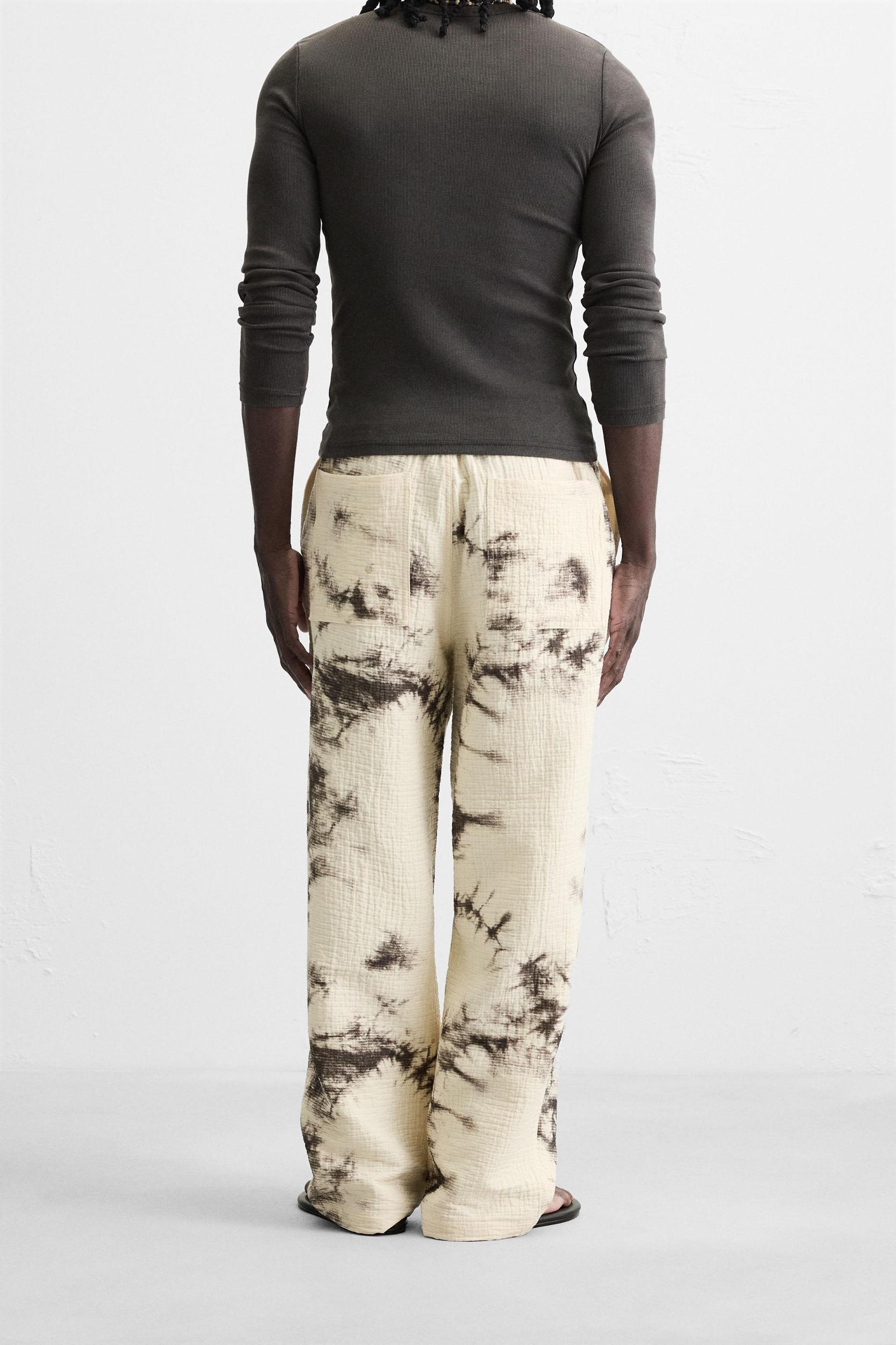 TEXTURED TIE-DYE PRINT PANTS Product Image