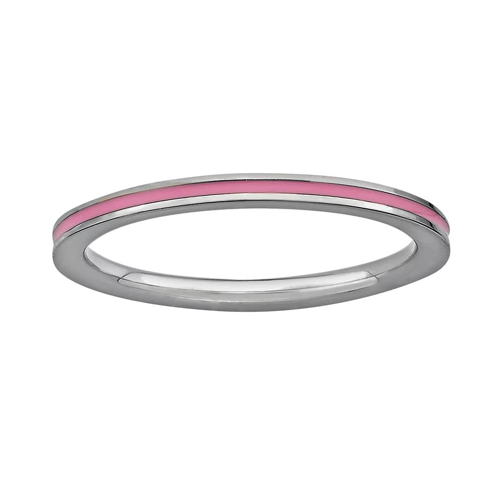 Stacks & Stones Sterling Silver Pink Enamel Stack Ring, Women's, Size: 9 Product Image