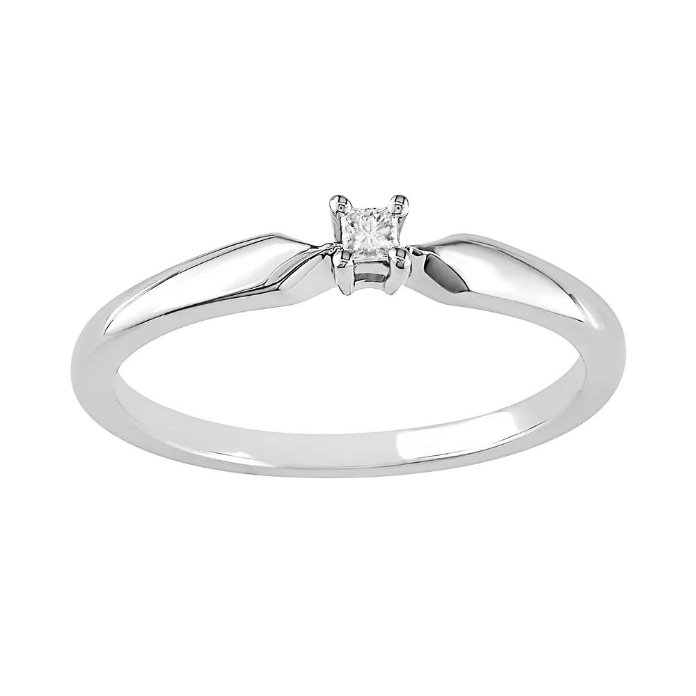 Stella Grace Sterling Silver Princess-Cut Diamond Accent Solitaire Ring, Women's,  Product Image