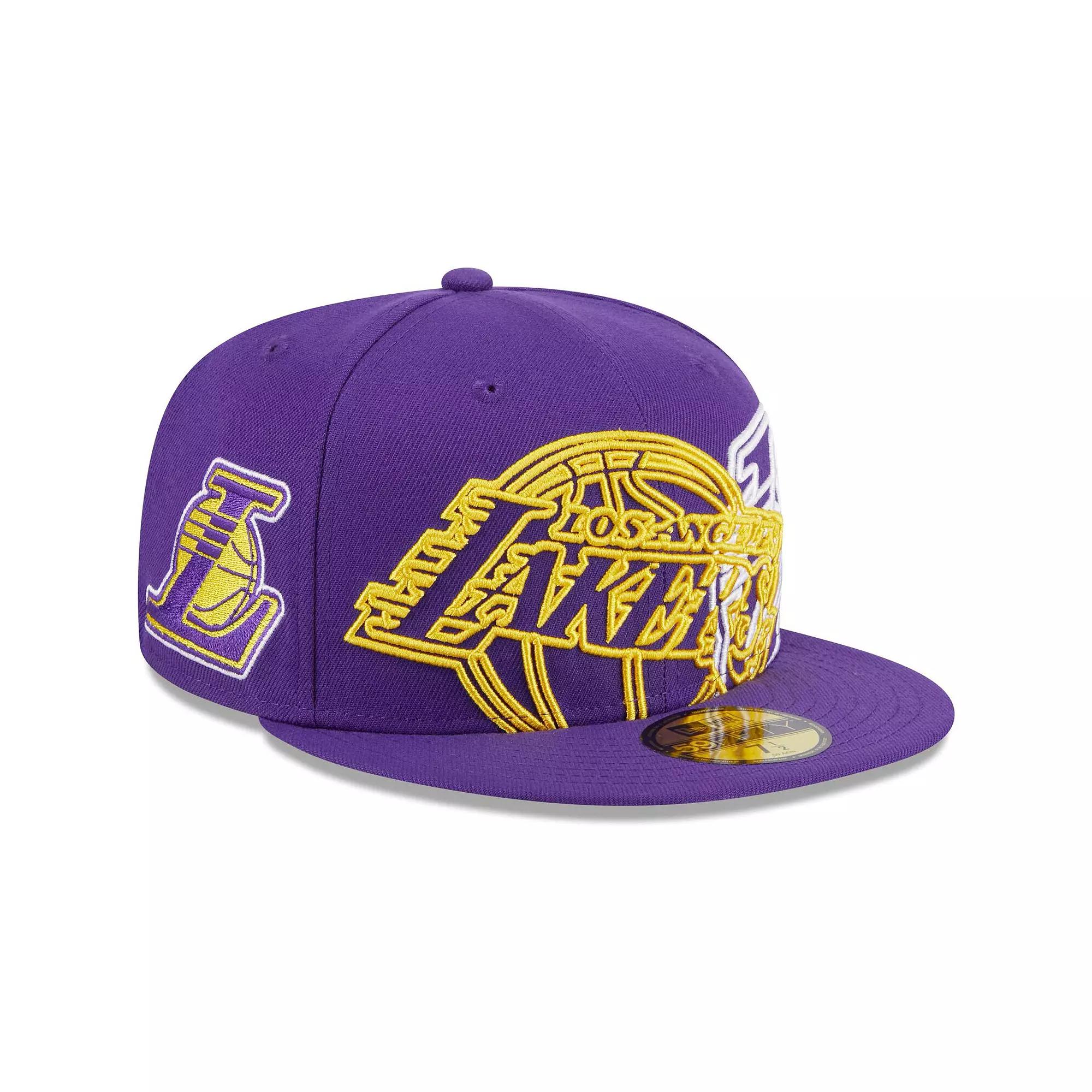 Men's New Era Purple Los Angeles Lakers Game Day Hollow Logo Mashup 59FIFTY Fitted Hat,  Product Image