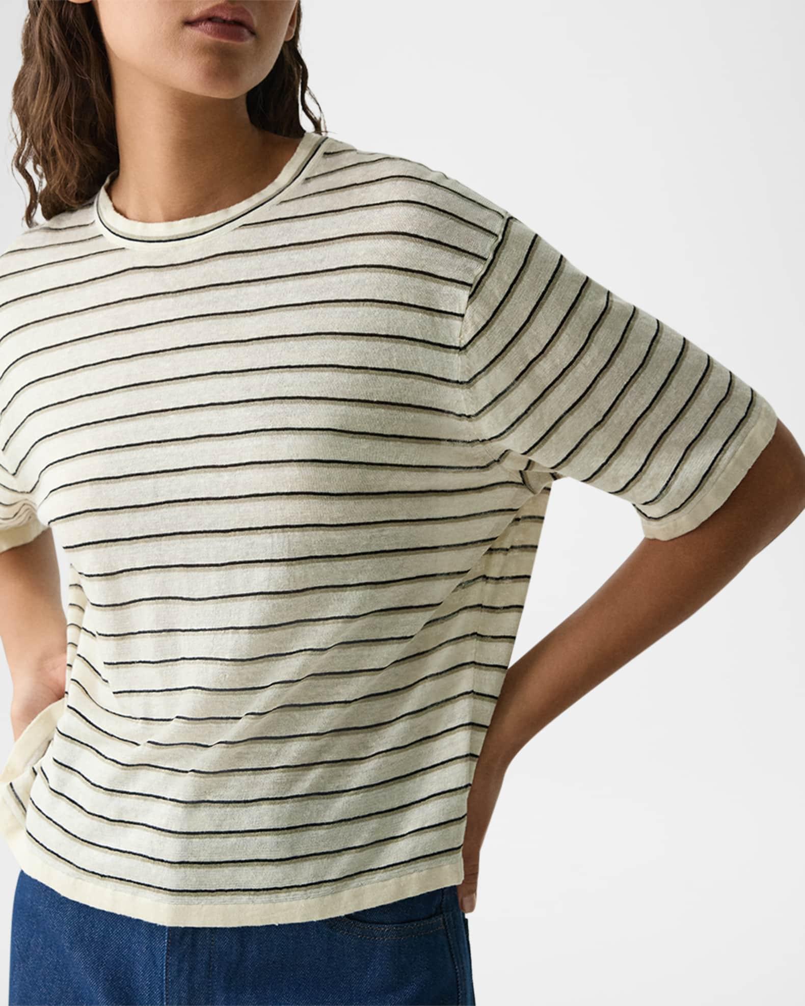 Stripe Knit Short-Sleeve Boyfriend Tee Product Image