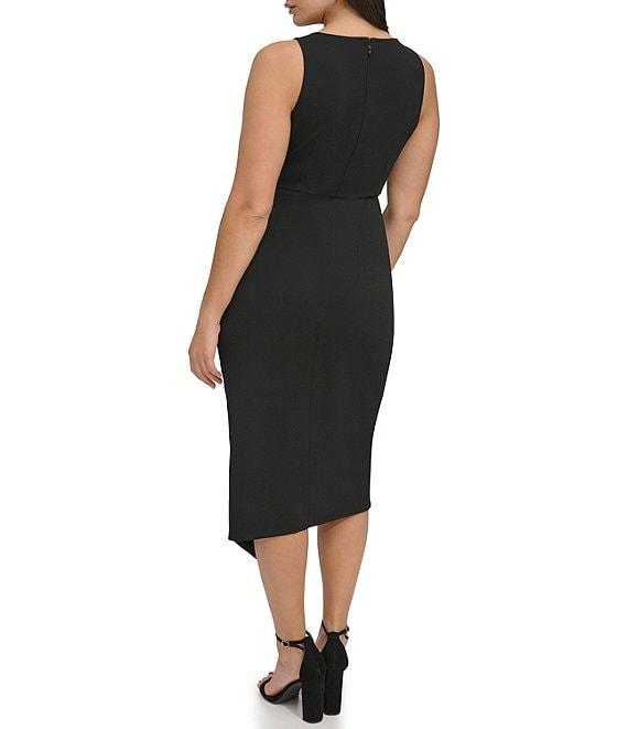 SIENA Sleeveless Twist Front Crepe Faux Wrap Midi Dress Product Image