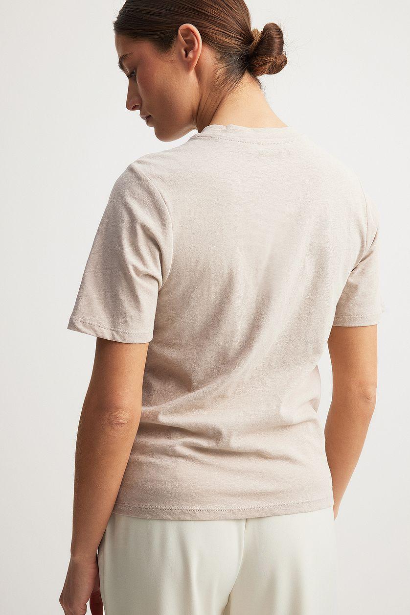 Linen Blend Round Neck T-shirt Product Image
