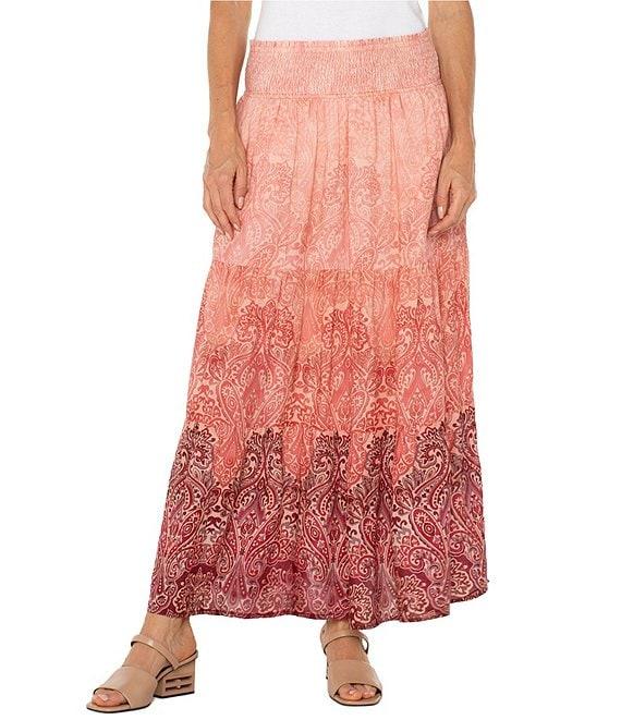 Liverpool Los Angeles Woven Paisley Print Tiered Maxi A-Line Skirt Product Image