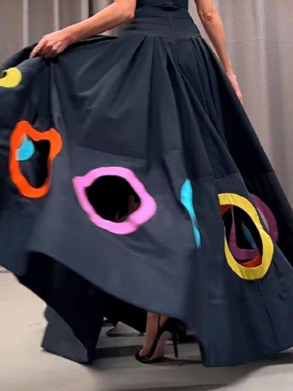 Sleeveless Hollow Pleated Split-Joint Round-neck Maxi Dresses Product Image